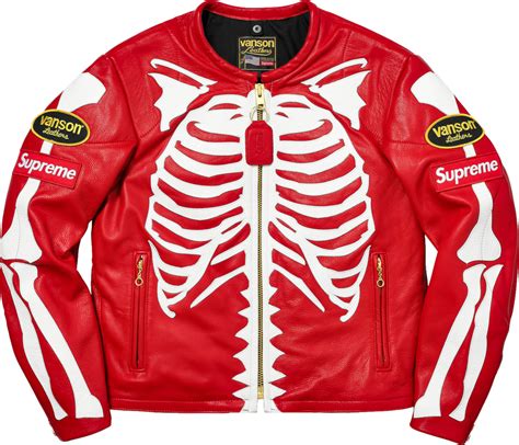 supreme red skeleton jacket replica|supreme vanson red leather jacket.